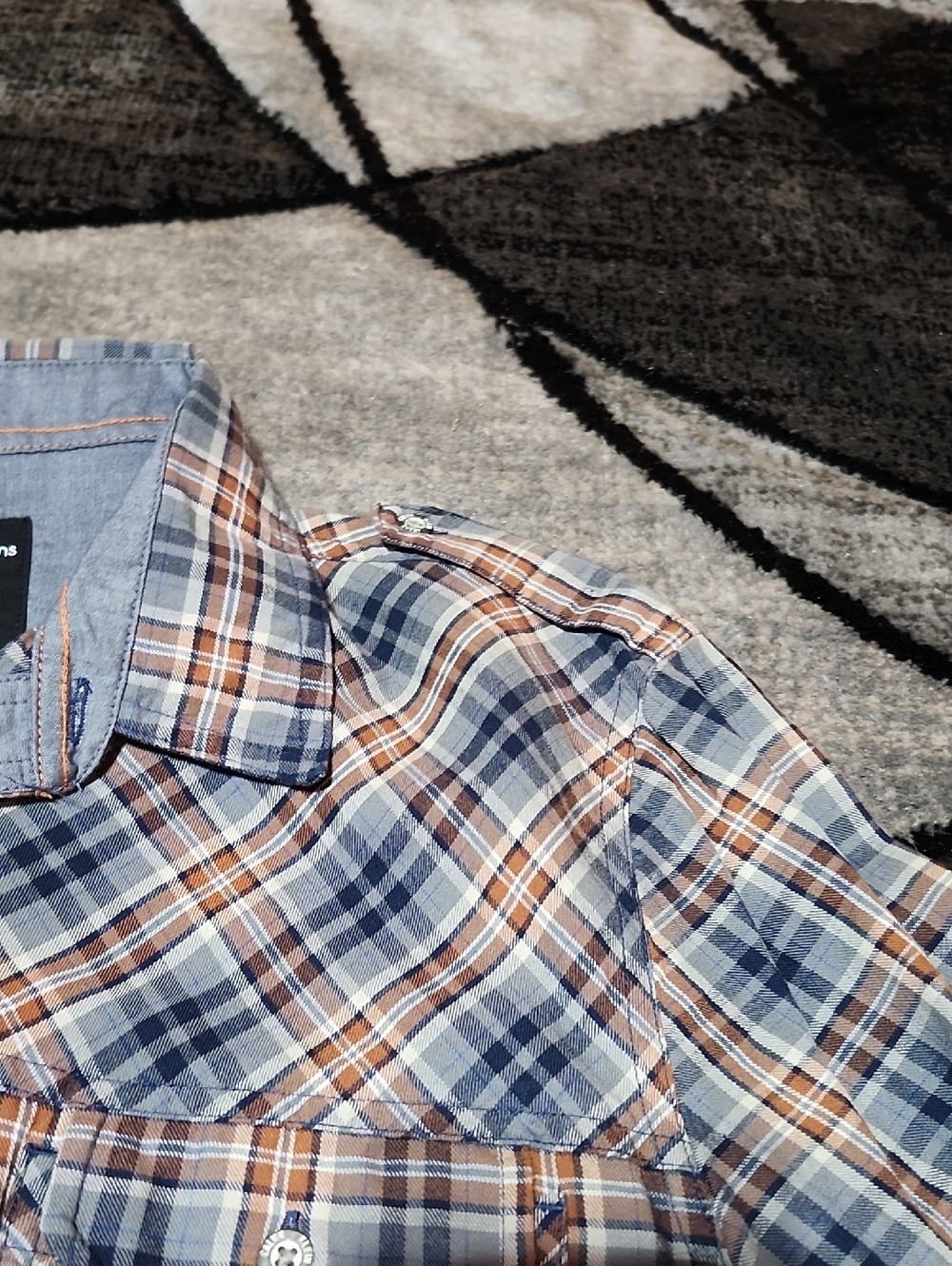 VINTAGE CALVIN KLEIN PLAID BUTTON-DOWN LONG-SLEEVE WESTERN SHIRT - Picture 3 of 14